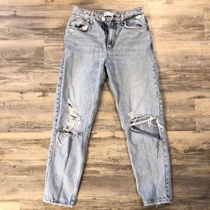 Zara Mom Jean Distressed Light Wash